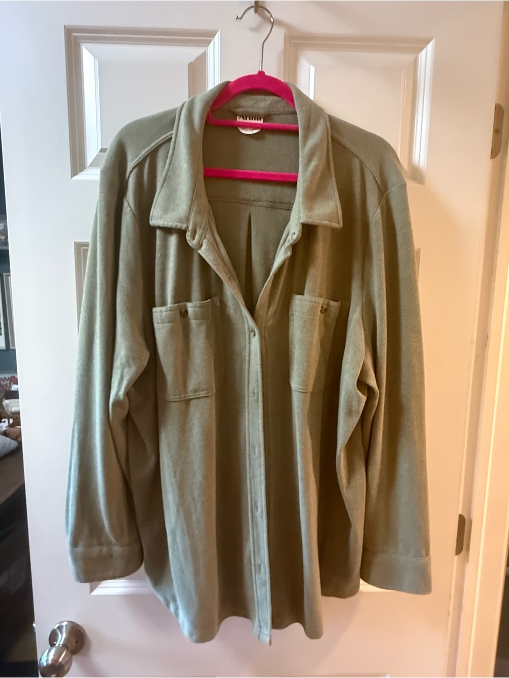 ARULA Olive Green Fleece Jacket with Hot Pink Trim